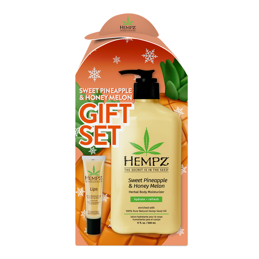 Sweet Pineapple & Honey Melon Herbal Body Moisturizer + Lip Balm Gift Set